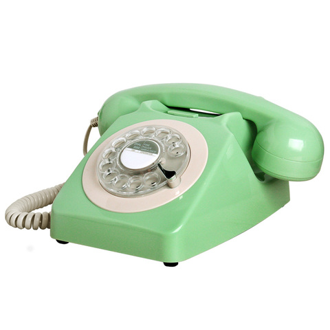 Old-fashioned classic retro telephone rotary landline telephone antique home office hotel fixed phone with metal bell ► Photo 1/6