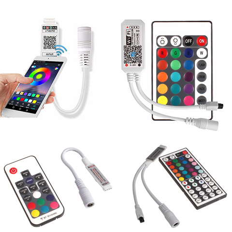 DC 12V Bluetooth Wireless WiFi Mini RGB Controller Music IR RF LED Lights Strip Remote Controller For RGB LED Strips 5050 2835 ► Photo 1/6