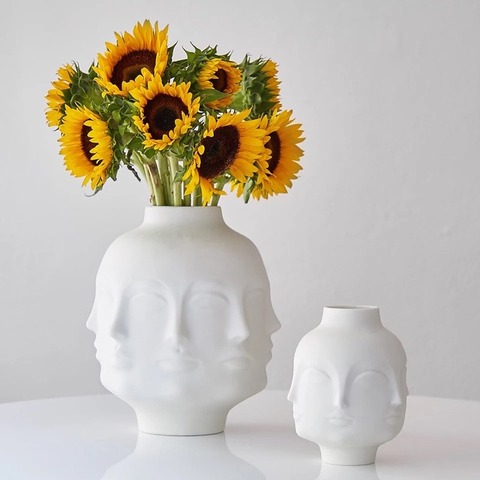 A Vase Creative Design Flower Pot Nordic Style Ceramic Ornaments for Table Flower Face Aromatherapy Candle Cup ► Photo 1/6