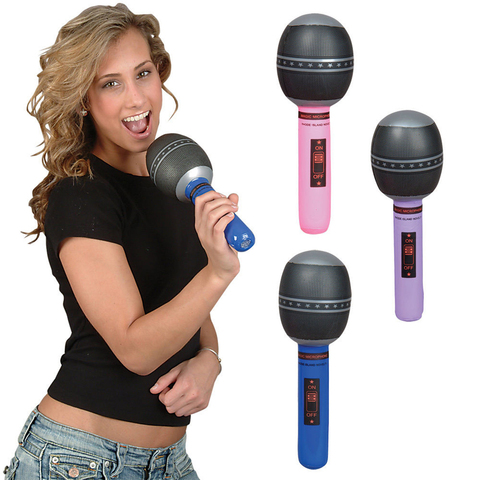 6pcs 24CM Blow up Microphone Music Inflatable Toys Plastic Microphone Kids Toy Gift Random Color ► Photo 1/6
