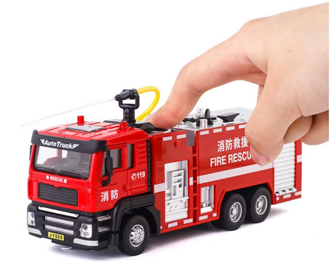 High simulation 1:50 alloy pull back water tank fire truck model,sprinkler truck toy,simulation sound and light,free shipping ► Photo 1/6