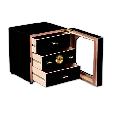 Luxury Red or Black Cedar Wood Cigar Humidor Cabinet Storage Box Hygrometer Humidifier ► Photo 1/5