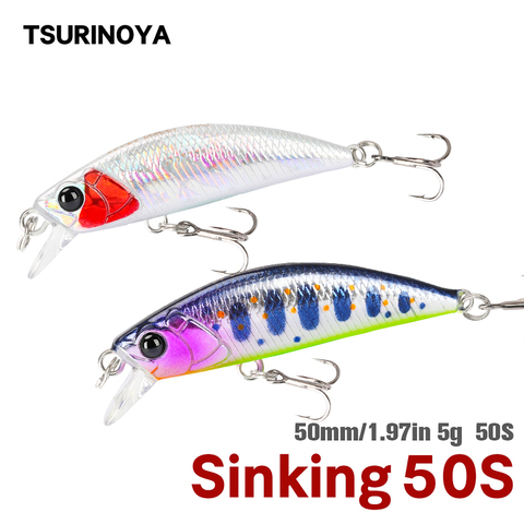 TSURINOYA 50mm 5g Sinking Minnow Fishing Lure INTRUDER 50S TROUT Artificial Jerkbait Hard Bait Pike Wobbler Stream Crankbait ► Photo 1/6