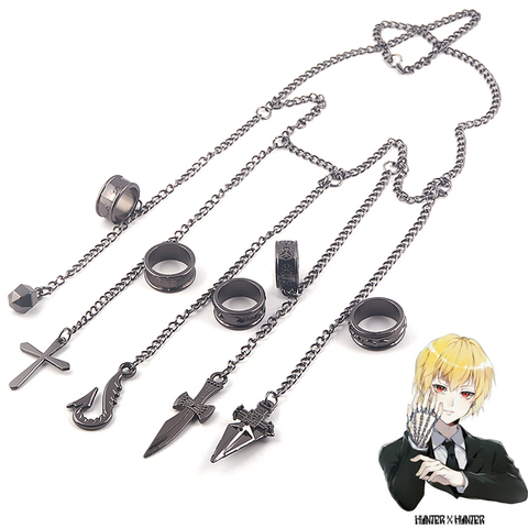 Cosplay Kurapika Chain Rings Anime Hunter x Hunter 1:1 Costume Prop Pendant Metal Figer Rings For Cartoon Fans Fashion Jewelry ► Photo 1/6