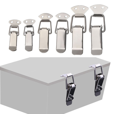 1PC Stainless Steel Cabinet Boxes Spring Loaded Latch Catch Toggle Hasp Hasp For Sliding Door Simple Window Box Buckle Hardware ► Photo 1/6