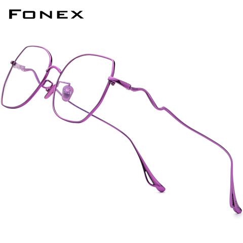 FONEX Titanium Glasses Frame Women Fashion Brand Design Oversize Square Eyewear 2022 Prescription Optical Myopia Eyeglasses 8561 ► Photo 1/6