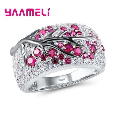 Trend Fashion 925 Silver Wide Band Rings for Men Women Unisex Bague Tree of Life Cubic Zircon Inlay Paved Trendy Jewelry ► Photo 1/5
