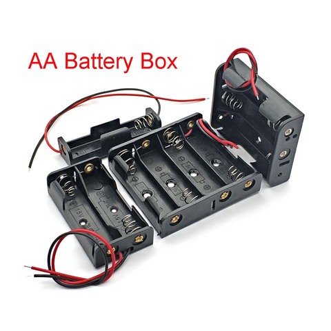 Black Plastic AA Size Power Battery Storage Case Box Holder Leads with 1 2 3 4 Slots AA Size Power Battery Storage Case Box ► Photo 1/3