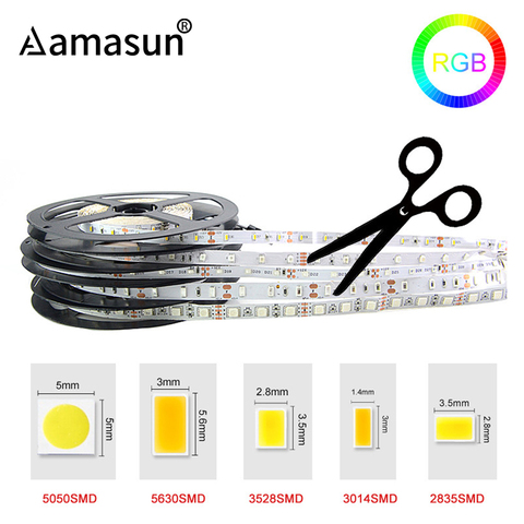 High Bright 5M LED Strip Light SMD3014 2835 5050 5630 3528 DC 12V 60LEDs/M Flexible Ribbon No-waterproof tape Decor LED Lights ► Photo 1/6