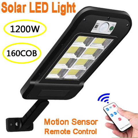 160 COB Solar LED Street Light Waterproof PIR Motion Sensor Smart Remote Control Lamp 1200W Outdoor Garden Security Wall Light ► Photo 1/6