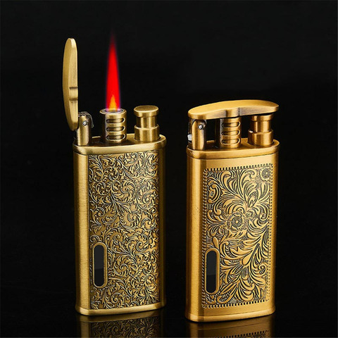 Metal carving Turbo Jet Lighter Compact Butane Torch Cigarette  Lighter Kerosene Gas 1300 C Windproof Petrol Lighter Smoker Gift ► Photo 1/6