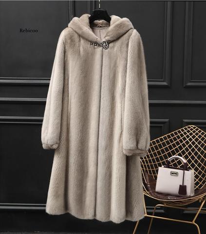 Winter Fur Jacket High-end Fashion Fur Coat Women Plush Fur Warm Jacket Female Imitation Mink Thick Long Hooded Large size Coat ► Photo 1/6