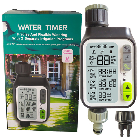 Watering Timer With Rain, Garden Water Timer With Rain Sensor