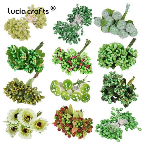 6/10/12/25/pcs Mixed Green Plant Flower Cherry Stamen Berries Bundle DIY Christmas Wedding Cake Gift Box Wreaths Decor C1002 ► Photo 1/6