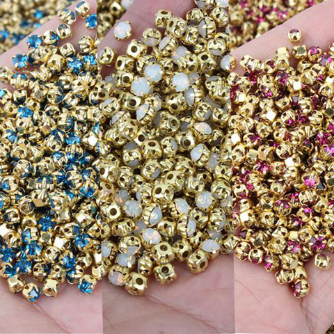 Hot sale !17 Color Sew on Rhinestone Gold Claw Stones 4mm/5mm/6mm/7mm for dresses decoration DIY Accessories free shiping ► Photo 1/6