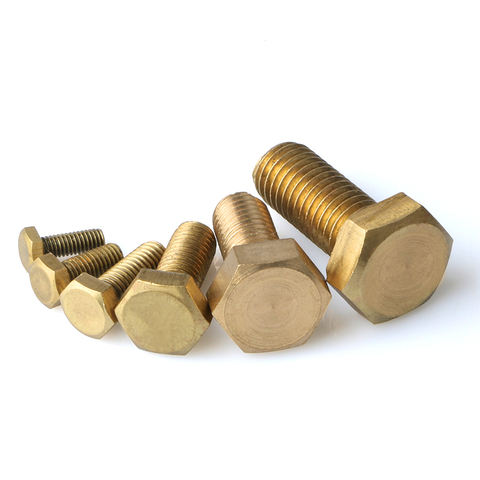 Brass hexagon bolt  Brass hex bolt M4 M5 M6 M8 M10 Brass  screw  Metric Thread ► Photo 1/6