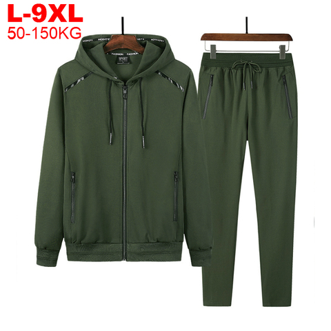 2 Pieces Suits Hoodies Jogger Men Winter Sportwear Sets Hooded Jackets Pants Hip Hop Sports Tracksuit Men's Clothing Large Sizes ► Photo 1/6