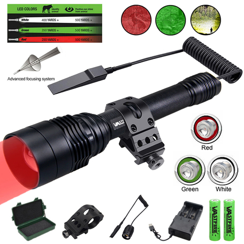 XRE Red Green White Predator Light LED Tactical Flashlight Zoom Focus Adjustable Torch  for Hunting  Fishing Coyote Hog Varmint ► Photo 1/6