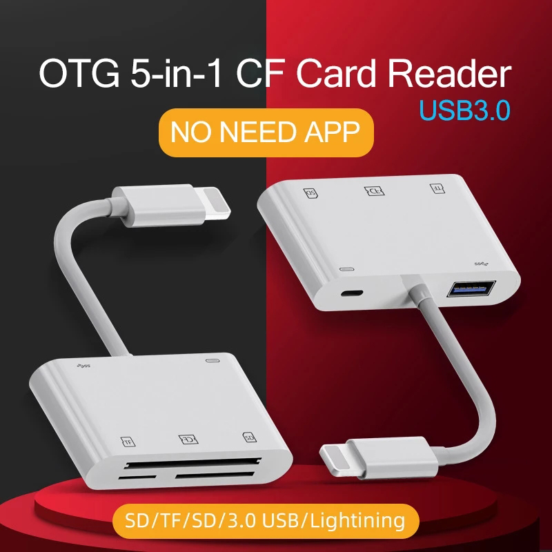 C76 For iPhone CF XD Card Reader 5 in 1 Lightning  Connector TF SD  Camera XD Card Adapter High Current 500mA - Price history & Review |  AliExpress Seller - Green