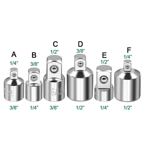 6Pc Ratchet Wrench Socket Converter Sleeve Head Adapter 1/2 