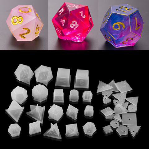 19 Shapes Irregular Dice Epoxy Resin Molds Dice Dried Flower Resin Molds Silicone Mould Making DIY For Multi-spec Digital Game ► Photo 1/6