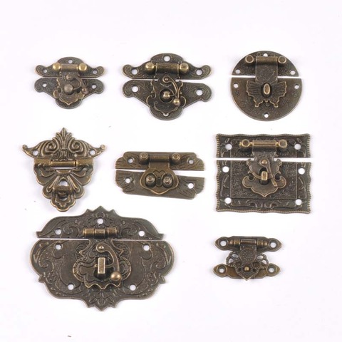 Vintage Brass Hardware Latch Hook Decorative Jewelry Box Hardware Wooden Boxes Furniture Buckle Clasp Lock Wood Case Hasp c2264 ► Photo 1/6