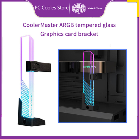 Cooler Master 5V/3PIN ARGB Graphics Cards Bracket Dazzling tempered glass Computer GPU Holder Brace Height adjustable ► Photo 1/6