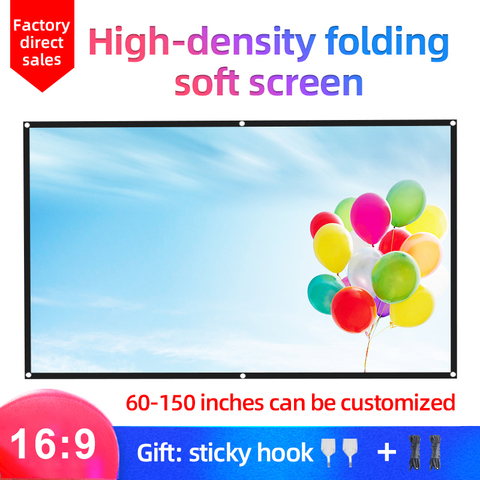 MIXITO 16:9 Hight-density Portable Foldable Projection Screen 1080P 3d 4K HD Projector Movie Screen 100 120 150 inch ► Photo 1/6