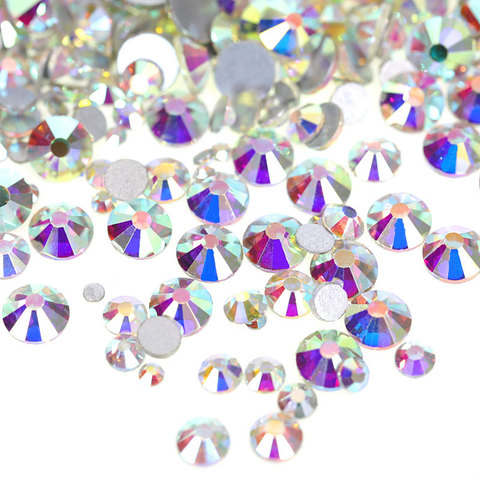2028 Glass Crystal AB Non Hot Fix Rhinestone Flatback стразы Glass Strass Glitter Rhinestones For Nail Art Decorations B2009 ► Photo 1/6