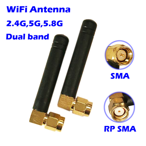 WiFi Antenna 2.4GHz/5.8GHz dual band 3dbi RPSMA/SMA Connector Rubber Aeria for mini PCI Card  camera USB Adapter Network router ► Photo 1/6