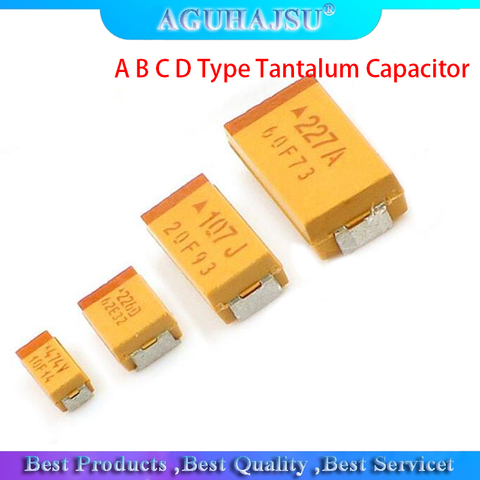 10pcs A B C D Type Tantalum Capacitor 100UF 0.22UF 1UF 4.7UF 10UF 22UF 33UF 47UF 6.3V 10V 16V 25V 35V 50V 3216 3528 6032 7343 ► Photo 1/2