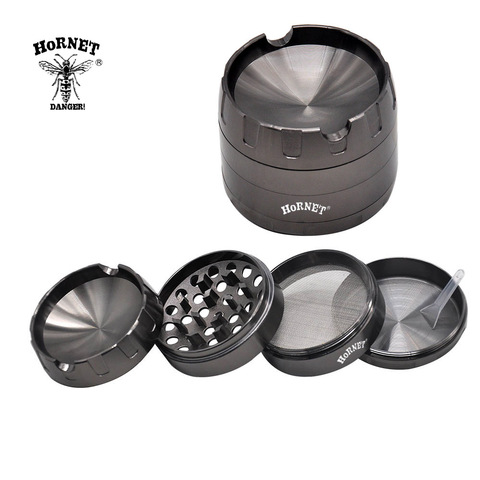 HORNET Zinc Alloy Smoking  Grinder 63MM 4Piece Metal Tobacco Herb Grinder With Cigarette Ashtray Holder Pipe Accessories ► Photo 1/6