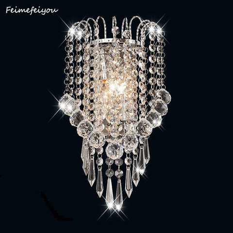 luces led E14 Modern Crystal Mirror Stainless Steel Wall Lights Lamps Sconce Fixtures Lights for Hallway Bedside Living Room ► Photo 1/6