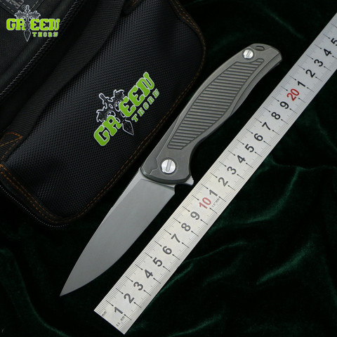 Green thorn Flipper F95 R19 D2 steel blade Titanium handle outdoor camping hunting pocket kitchen fruit folding knife EDC tools ► Photo 1/6