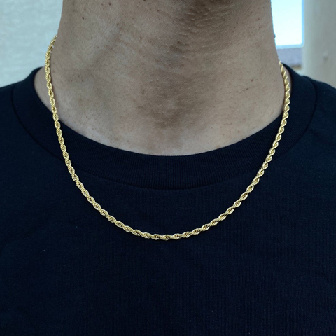 2022 Fashion Men Rope Chain Necklace 3MM Width Stainless Steel Chain Necklace For Men Jewelry Gift Collar Hombre ► Photo 1/6