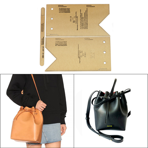 1Set DIY Kraft Paper Template Fashion Upscale Bucket Bag Crossbody Bag Leather Craft Pattern DIY Stencil Sewing Pattern 25*20cm ► Photo 1/6