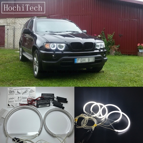 HochiTech For Bmw E53 X5 1999-2004 Ultra Bright Day Light DRL CCFL Angel Eyes Demon Eyes Kit Warm White Halo Ring 127.5mm&158mm ► Photo 1/6