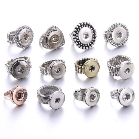 New fashion Snaps Jewelry Ring Flexible Adjustable 18mm Snap Button Metal Ring Party Charm Ladies Snap Button Jewelry ► Photo 1/6