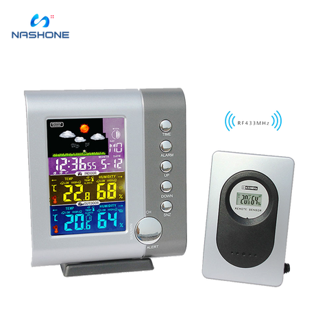 Wireless Weather Station Indoor Outdoor Thermometer Hygrometer With Sensor LCD Color Screen Digital Temperature Humidity Monitor ► Photo 1/6