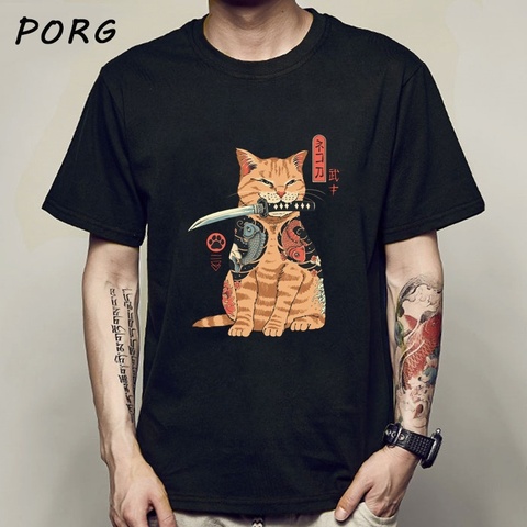 Men Catana Cool Summer Loose Men/Women T Shirt Casual Short Sleeve Cat Print Anime Tshirt Japanese Summer T-Shirt Tops Tee Shirt ► Photo 1/6