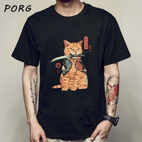 Men Catana Cool Summer Loose Men/Women T Shirt Casual Short Sleeve Cat Print Anime Tshirt Japanese Summer T-Shirt Tops Tee Shirt ► Photo 1/6