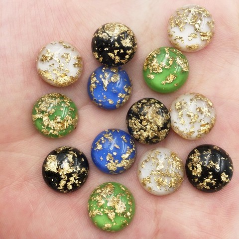 40Pcs 12mm Resin Glitter Filled Gold Foil Round Gems Flatback Cabochon Rhinestone Scrapbook DIY Wedding Applique Ornament Crafts ► Photo 1/6