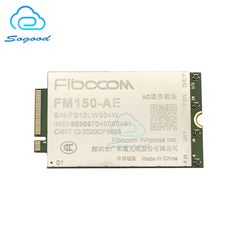Fibocom 5G M.2 module FM150-AE 5GNR LTE Cat 20 WCDMA Sub-6GHz NSA & SA B2/B4/B5/B7/B12/B13/B14/B17/B25/B26/B29/B30/B66/B71 ► Photo 1/4