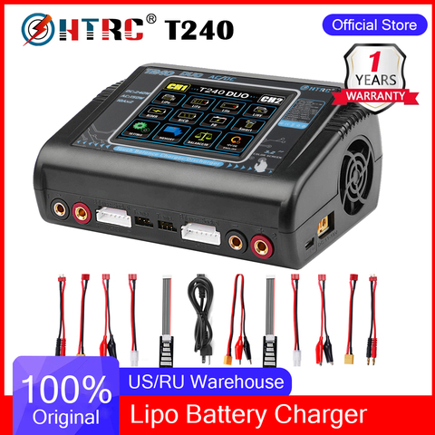 Original HTRC T240 C240 DUO Lipo Charger Dual Channel AC 150W DC 240W Touch Screen Balance Charger Discharger For RC Models Toys ► Photo 1/6