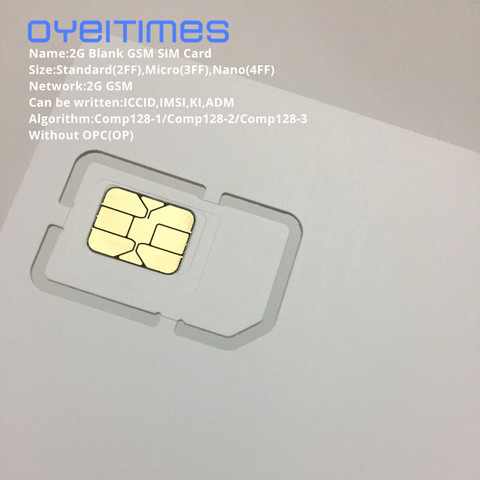 OYEITIMES 2G GSM SIM Card Blank SIM Card 2G Programmable GSM SIM Card ICCID IMSI PIN PUK ADM KI COMP128 Algorith Without OP/OPC ► Photo 1/4