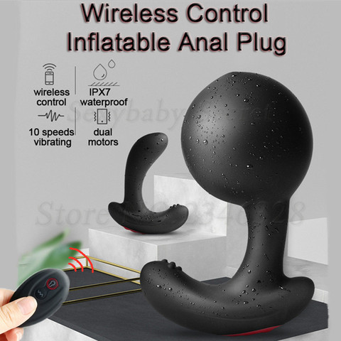 Remote Control Inflatable Anal Plug Vibrator Prostate Massager Anus Expansion Vibrating Butt Plug Sex Toys for Men Women ► Photo 1/6