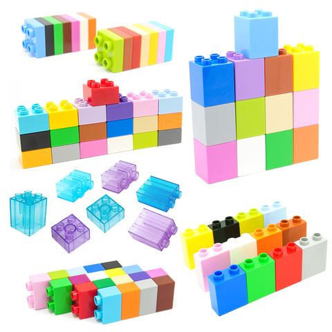 Colorful Bulk Bricks 2 4 Dots Square Mosaic Big Size Building Block Assembly Accessories Compatible Duplos DIY Toys For Children ► Photo 1/6