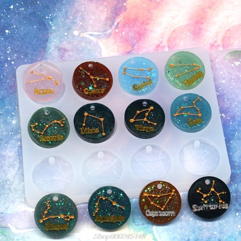 Crystal Epoxy Resin Mold 12 Constellations Pendant Casting Silicone Mould DIY Au11 20 Dropship ► Photo 1/6