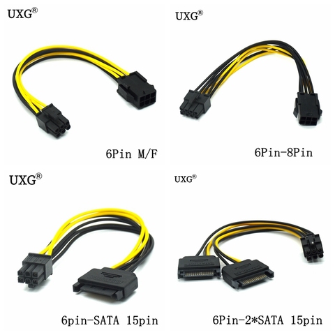SATA Power Cable 15 Pin 8pin Female To 6 Pin Male PCI EXPRESS PCI-E Sata Graphics Converter Adapter Video Card Power Cable Cord ► Photo 1/5