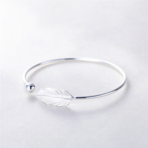 Sole Memory Simple Feather Cute 925 Sterling Silver Female Resizable Bracelets SBR280 ► Photo 1/6